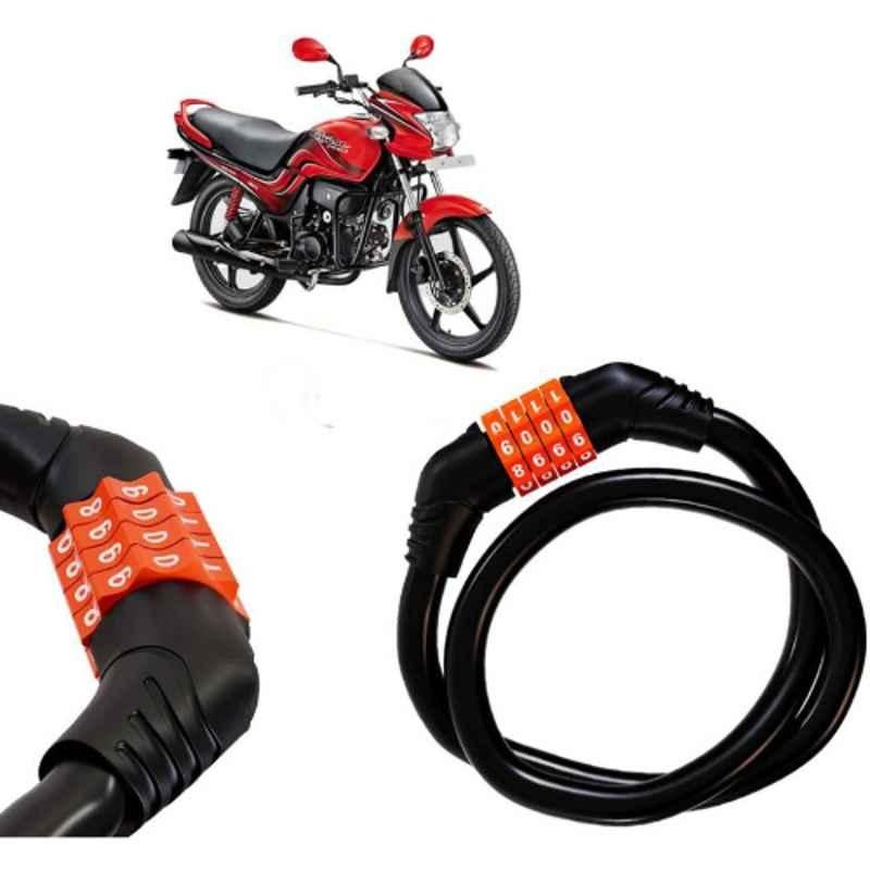 Auto Pearl Black & Orange 4 Digit Anti-Theft Combination Number Lock for Passion Pro