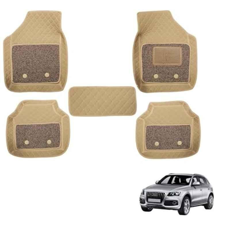 Kozdiko 5 Pcs Waterproof & Luxury 7D Beige Leatherette Car Floor Mats Set for Audi Q5