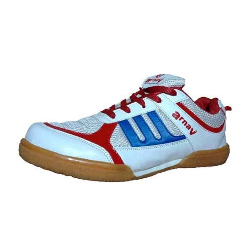 Arnav Synthetic Leather Red Badminton Sports Shoes, OSB-905001_BCS_11, Size: 11