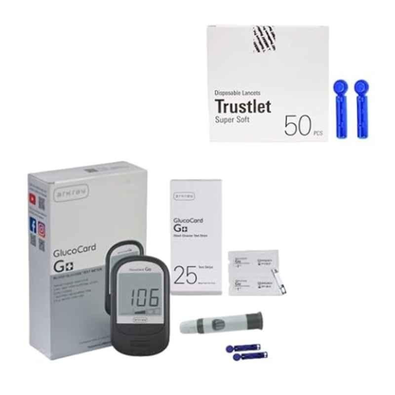 Arkray Glucocard G+ Diabetes Kit with 25 Pcs Individually Pack Strips & FREE 50 Pcs Trustlet Super Soft Lancet
