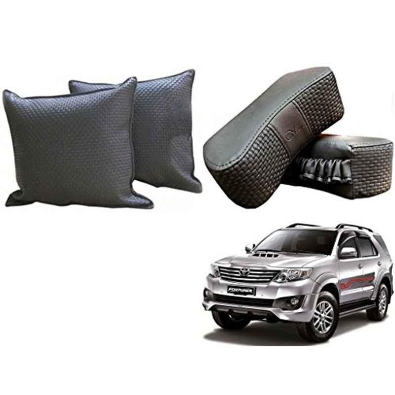 Kozdiko One Pair Grey Neck Rest & One Pair Cushion Combo for Toyota Fortuner