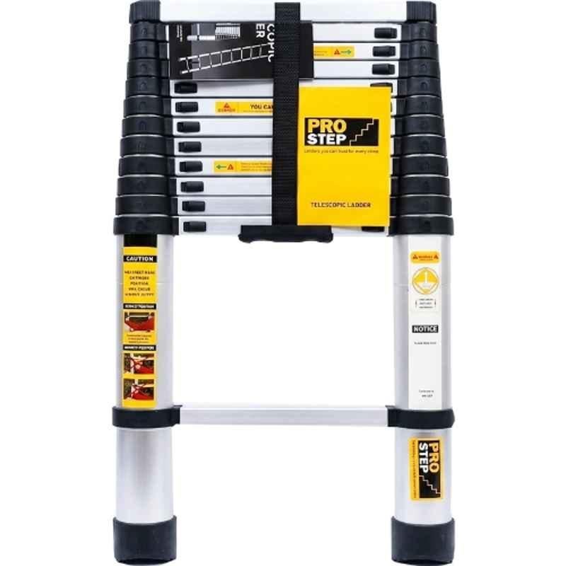 Pro Step 13 Step 12.5ft Aluminium Silver Foldable Telescopic Ladder with 2 Years Warranty, PSTL38-05