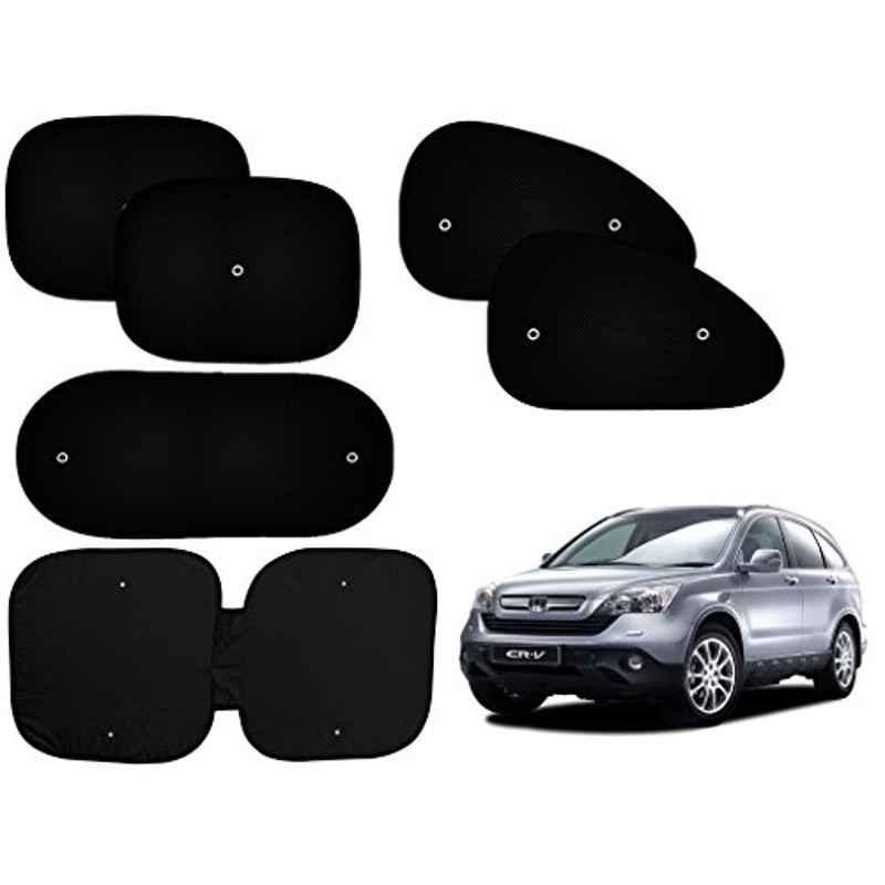 Auto Pearl 6 Pcs PVC & Mesh Black Window, Front & Rear Sun Shade Set for Honda CR-V