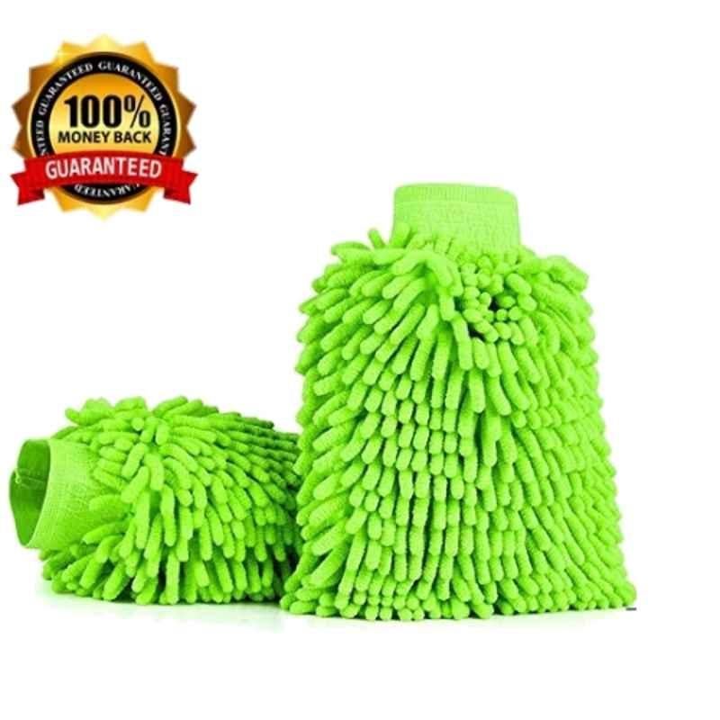 Riderscart Microfiber Green Dust Cleaning Gloves