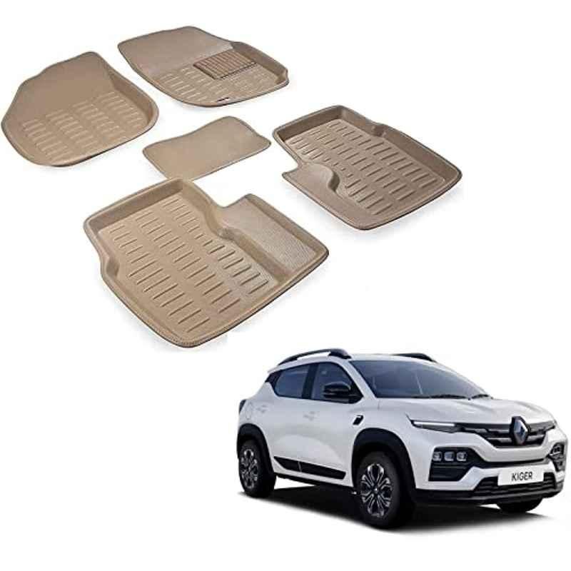 Kozdiko 3D Beige Car Foot Mat Set for Renault Kiger, MMATUUNG_17