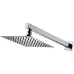 Prestige 6x6 inch Stainless Steel Chrome Finish Ultra Slim Square Rain Shower Head with 12 inch Arm & Flange