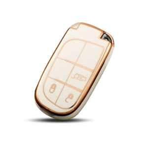Flymaster Thermoplastic Polyurethane White TPU Car Key Cover, WHITE-TPURKE-37