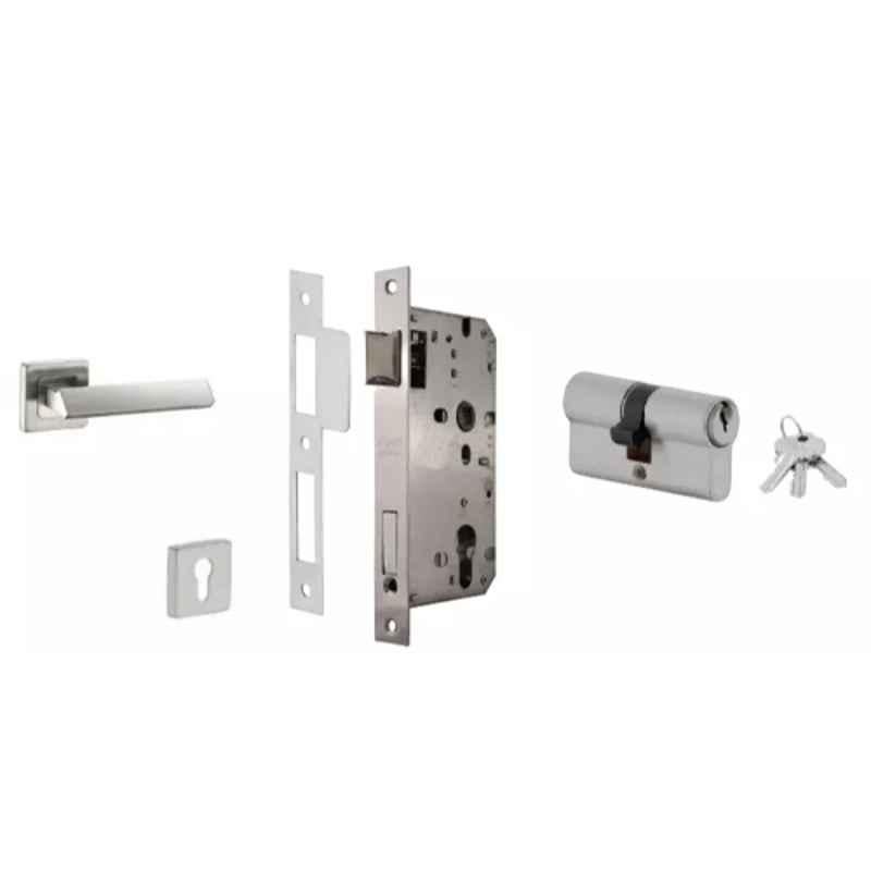 Dorset ML Series Elmo 60mm Stainless Steel Silver Chrome Finish Door Handle Lock Set with Both Side Key Cylinder