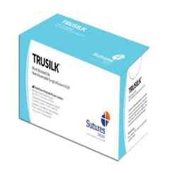 Trusilk 12 Foils 4-0 USP 16mm 1/2 Circle Round Body Black Braided Non-Absorbable Silk Suture Box, SN 5049
