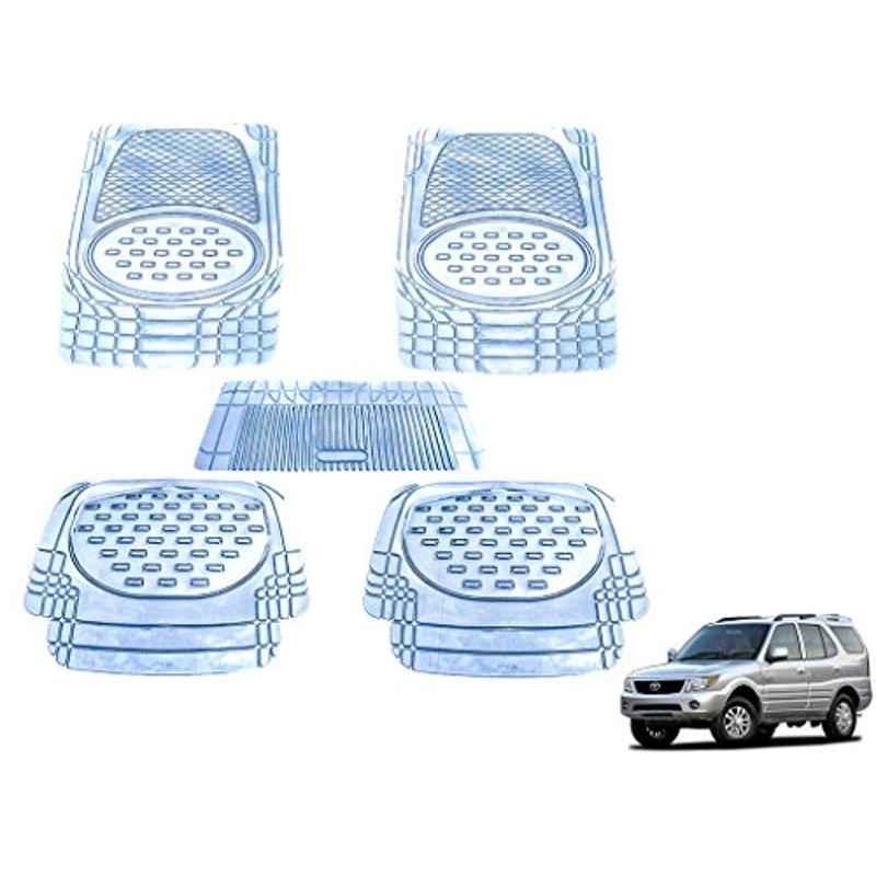Kozdiko 5 Pcs 6605 PVC & Rubber Clear Car Foot Mat Set for Tata Safari