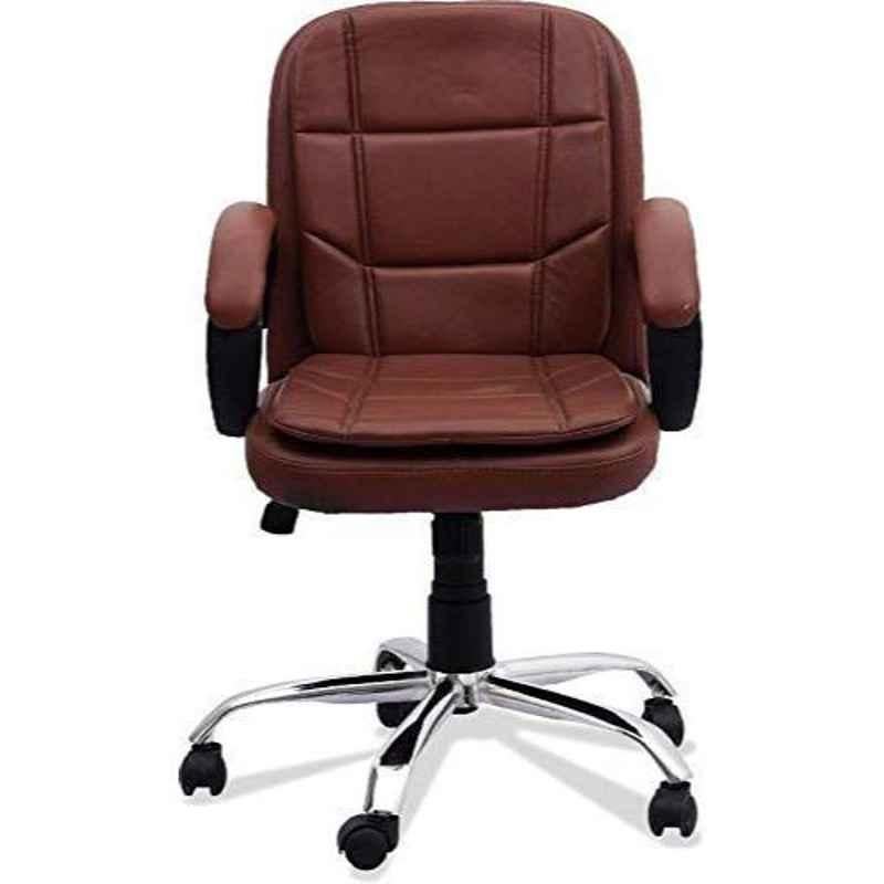 Tulip 45.7x55.9x53.3cm Leatherette Brown Medium Back Office Executive Chair, TMBEC01