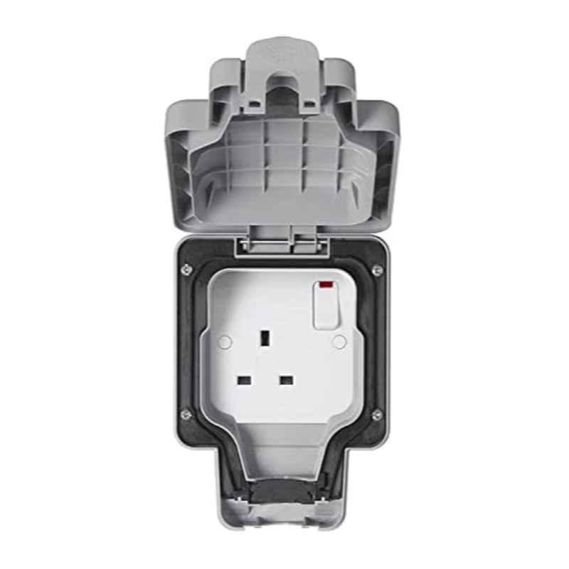 MK Electric Masterseal Plus 13A 1 Gang Grey Switch Socket, K56486GRY
