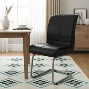 Newturn Thanos Leather Black Medium Back Armless Visitor Chair