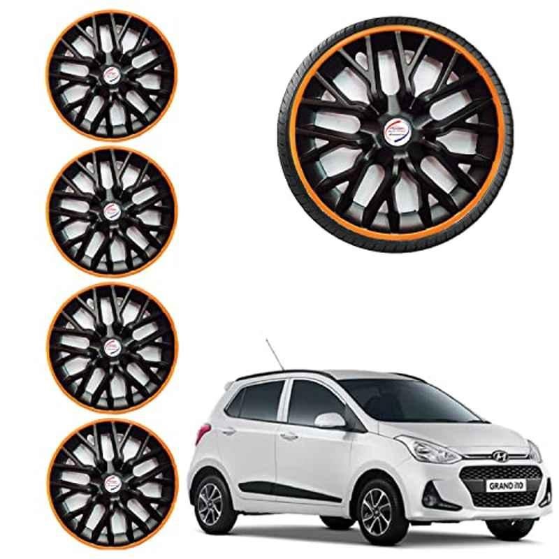 Auto Pearl 4 Pcs 14 inch ABS Black & Orange Car Wheel Cover Set for Hyundai i10 Grand Phoenix