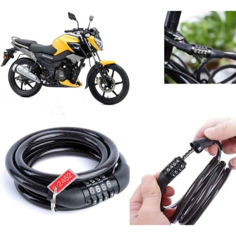 Auto Pearl PVC & Plastic Black Combination Cable Lock for Raider
