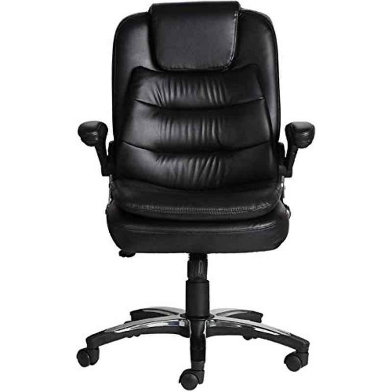 KDF Mart Upholstery Fabric Black Medium Back Adjustable Executive Swivel Chair with Back Support, MIS170