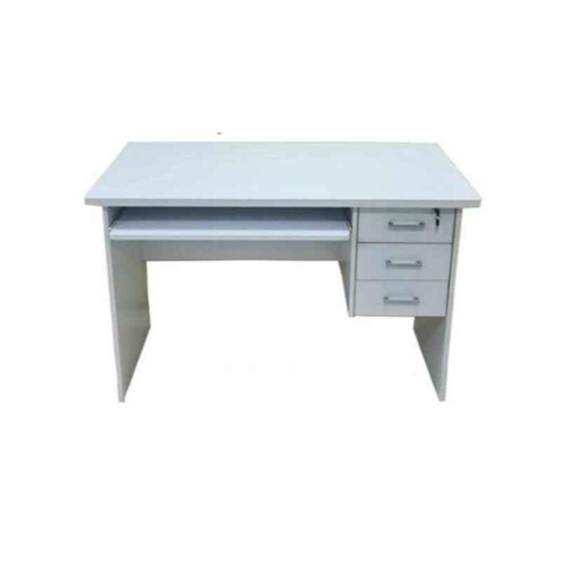 Karnak KD452 120x60x75cm Wooden White Office Desk with 3 Lockable Drawer