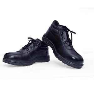 Leather Craft Tesla High Ankle Leather Steel Toe Black Work Safety Shoes, Size: 10