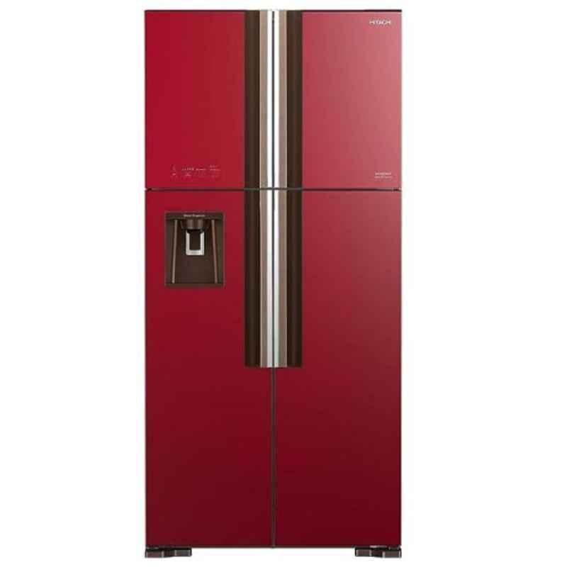 Hitachi 760L Premium Glass Red Gross Side by 4 Door Refrigerator, RW760PUK7GRD