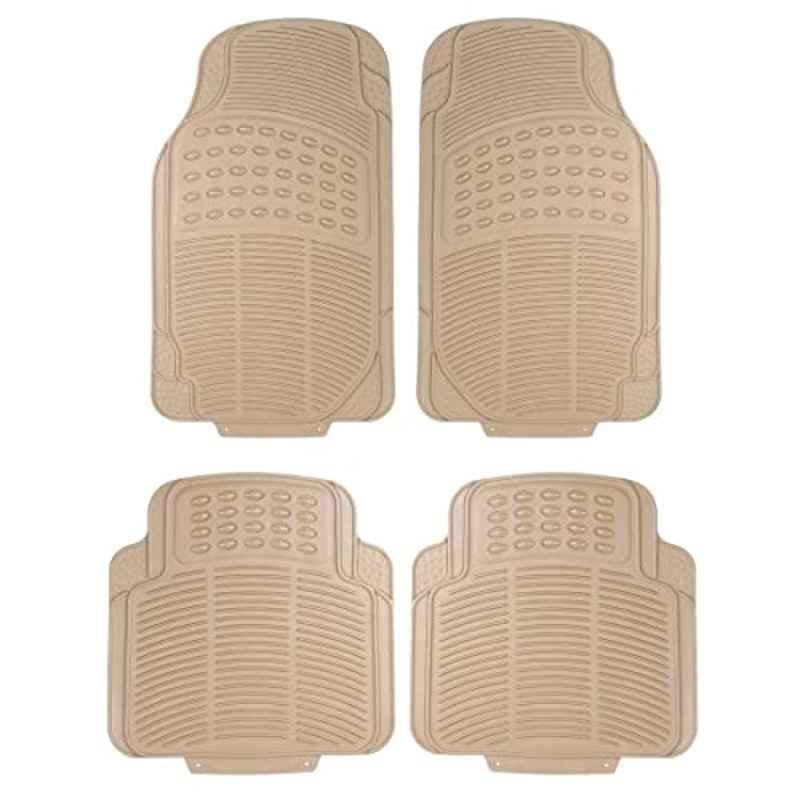 Kozdiko 4 Pcs Rubber Beige Car Simple Floor Mat Set for Mahindra Thar Old