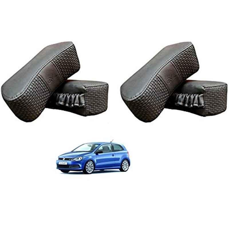 Kozdiko 4 Pcs CV Designer Grey Leatherite Neck Rest Car Cushion Pillow Set for Volkswagen Polo GT