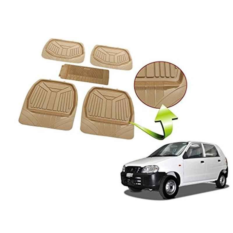 Kozdiko 5 Pcs Rubber Beige 3G Rubber Mat Set for Maruti A-Star