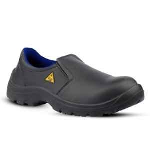 Euro Security Aqua Microfiber Steel Toe Washable Black Slip-On Safety Shoes with PU Sole, Size: 11
