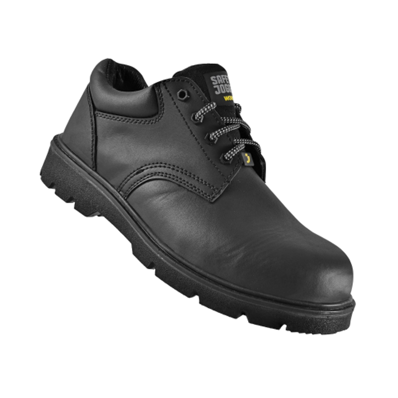 Safety Jogger NX1110 Leather Composite Toe Black Oil & Fuel Resistant Safety Shoes with PU Sole, Size: 8