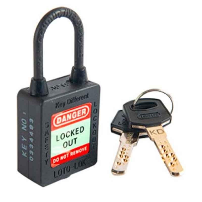 LOTO-LOK 20mm Stainless Steel & Nylon Black Three Point Traceability Padlock with 2 Unique Keys Per Lock, 3PTPNKDN40