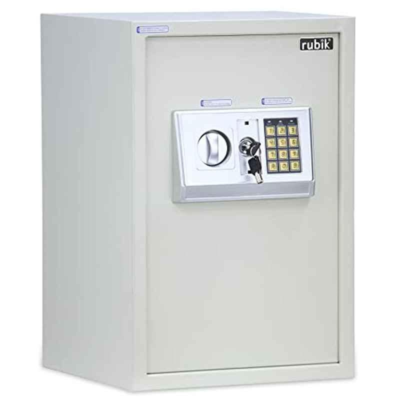 Rubik 35x30x50cm Alloy Steel White Safe Box Large with Digital Combination Lock and key, RB50EDA-W