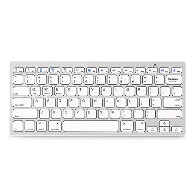 Rubik 3V White & Silver Wireless Bluetooth Keyboard, RBK3001WS