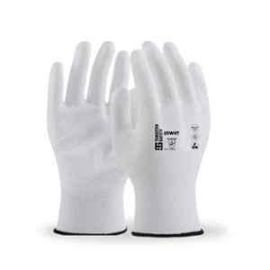 Tungsten Safety 13 Gauge 25g Polyester Liner White Safety Gloves Bag with PU Coated Palm, Size: 9, DEXPU-25 WHT (Pack of 12)