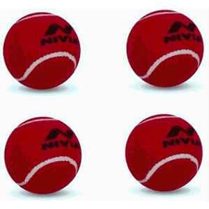 Nivia Hard tennis ball (Pack of 4) Cricket Tennis Ball (Standard) (Pack of 4) Red)