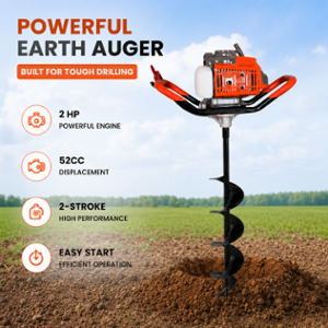Asha Agri 2HP 52cc 2 Stroke Earth Auger Machine with 12 inch Double Spiral Planter Bits for Plantation, Fencing & Post Hole Digging in All Soil Types, AGRI-AEA-252