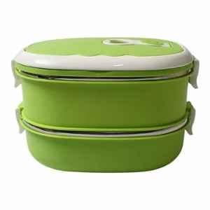 DeoDap 2 Pcs 900 & 1800ml Stainless Steel Assorted Insulated Thermal Lunch Box Set with Leakproof, 5603