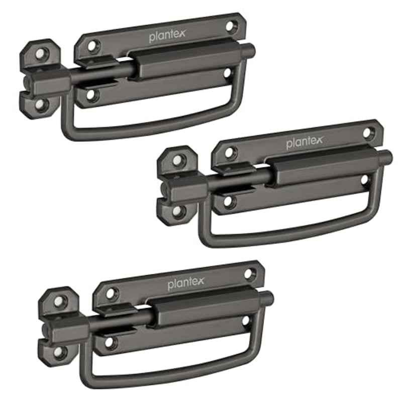 Plantex 5 inch Zinc Satin Black Baby Door Latch Kadi for Bathroom for Home & Office, SH-96 (Pack of 3)