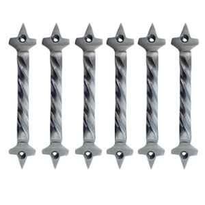Mix & Match Twisted 6 inch Cast Iron Black Antique Finish Cabinet Pull Handle for Wardrobe, Cupboard & Window (Pack of 6)