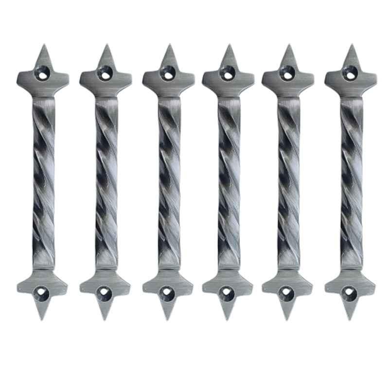 Mix & Match Twisted 6 inch Cast Iron Black Antique Finish Cabinet Pull Handle for Wardrobe, Cupboard & Window (Pack of 6)
