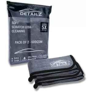 Detailz 40x40cm 600GSM Microfiber Grey Cleaning Cloth for Bike, Laptop & Car (Pack of 2)