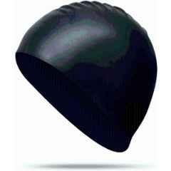 Matrica Silicone Black Flexible & Ear Waterproof Breathable Swimming Cap , Size: Free