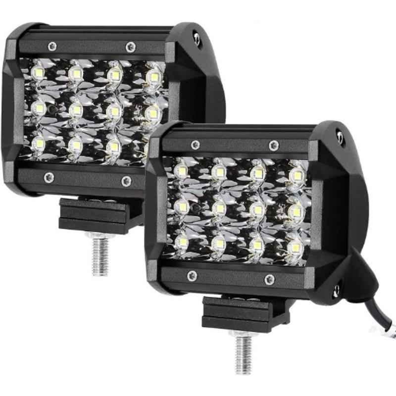 JBRIDERZ 2 Pcs 18W 12 LED White Bar Spot LED Fog Light Beam Set with Mounting Bracket