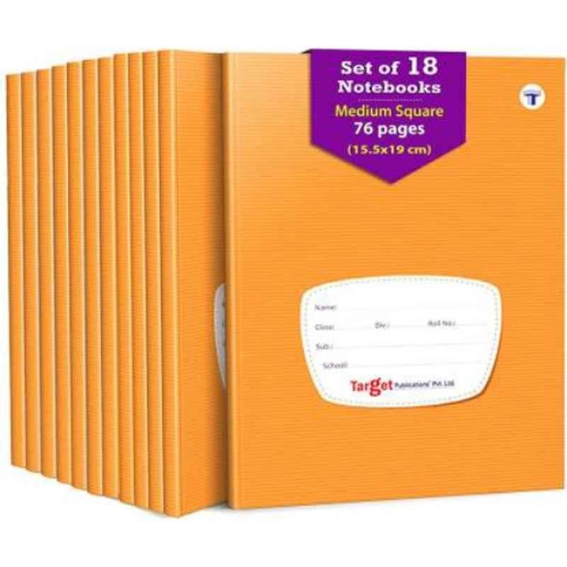 Target Publications Regular 72 Pages Brown Ruled Medium Maths Square Notebook with Hard Cover (Pack of 18)