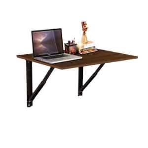 Kawachi 15.7x31.5 inch Brown Wall Mounted Folding Collapsible Shelf Table for Study, Work & Laptop, KAW_KW55-BROWN-LT