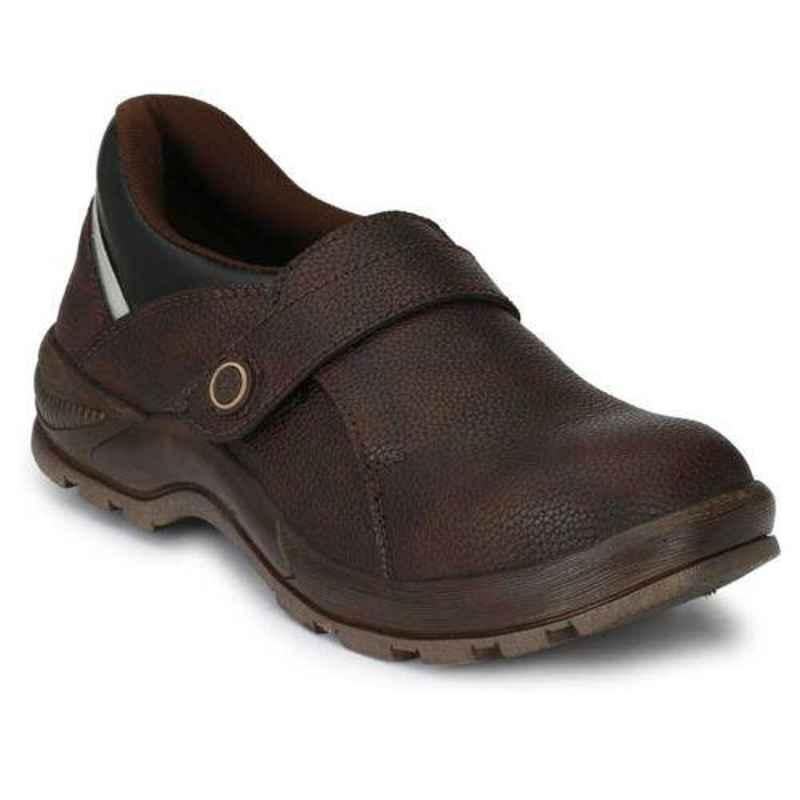 Wonker 6297 Leather Steel Toe Brown Safety Boots, Size: 10
