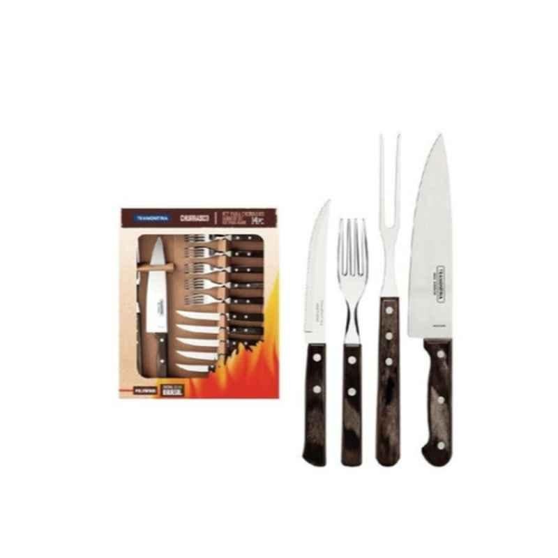 Tramontina 14Pcs Stainless Steel Brown & Silver Barbecue Kit, 21199989