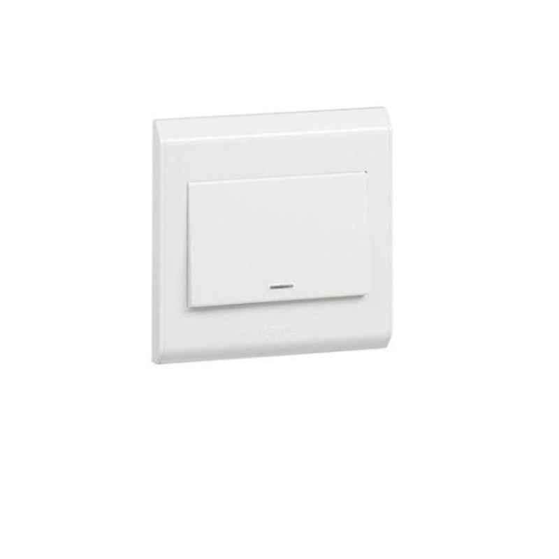 Legrand 20A 250V Synergy White 2 Pole 1Gang 1Way Switch with Power Indicator & Earth Connection, 617071