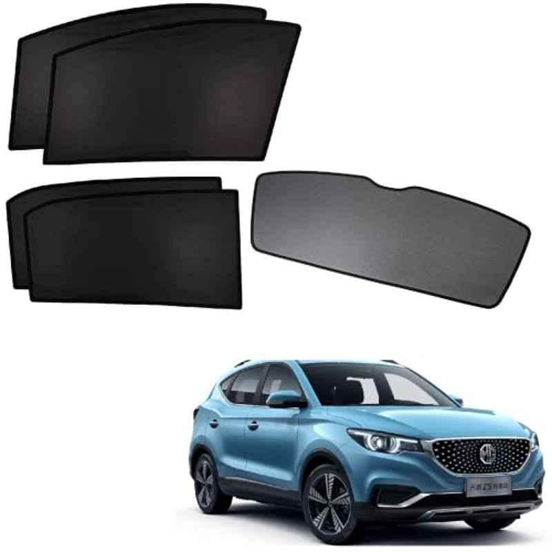 Kozdiko 5 Pcs Polyester Black Non Magnetic Window & Rear Sun Shades Set for MG ZS EV