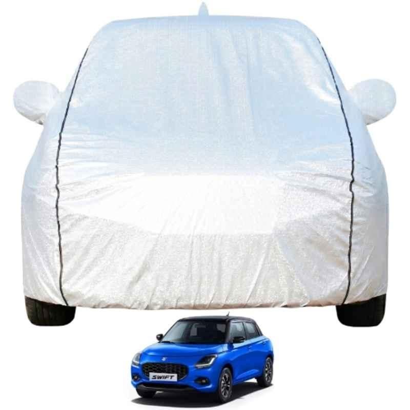Allextreme Polyester Silver Car Cover with Mirror Pocket for Maruti Swift 2019 & 2026 Models, PV-MSS01