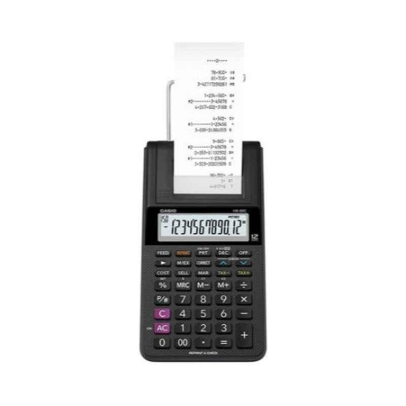 Casio HR-8RC-BK Plastic Black 12 Digit Printing Calculator