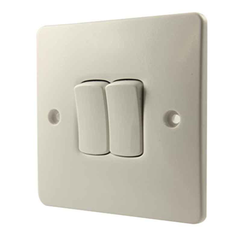 Legrand Synergy 10A 2 Gang 1 Pole 2 Way White Plate Switch, 730002